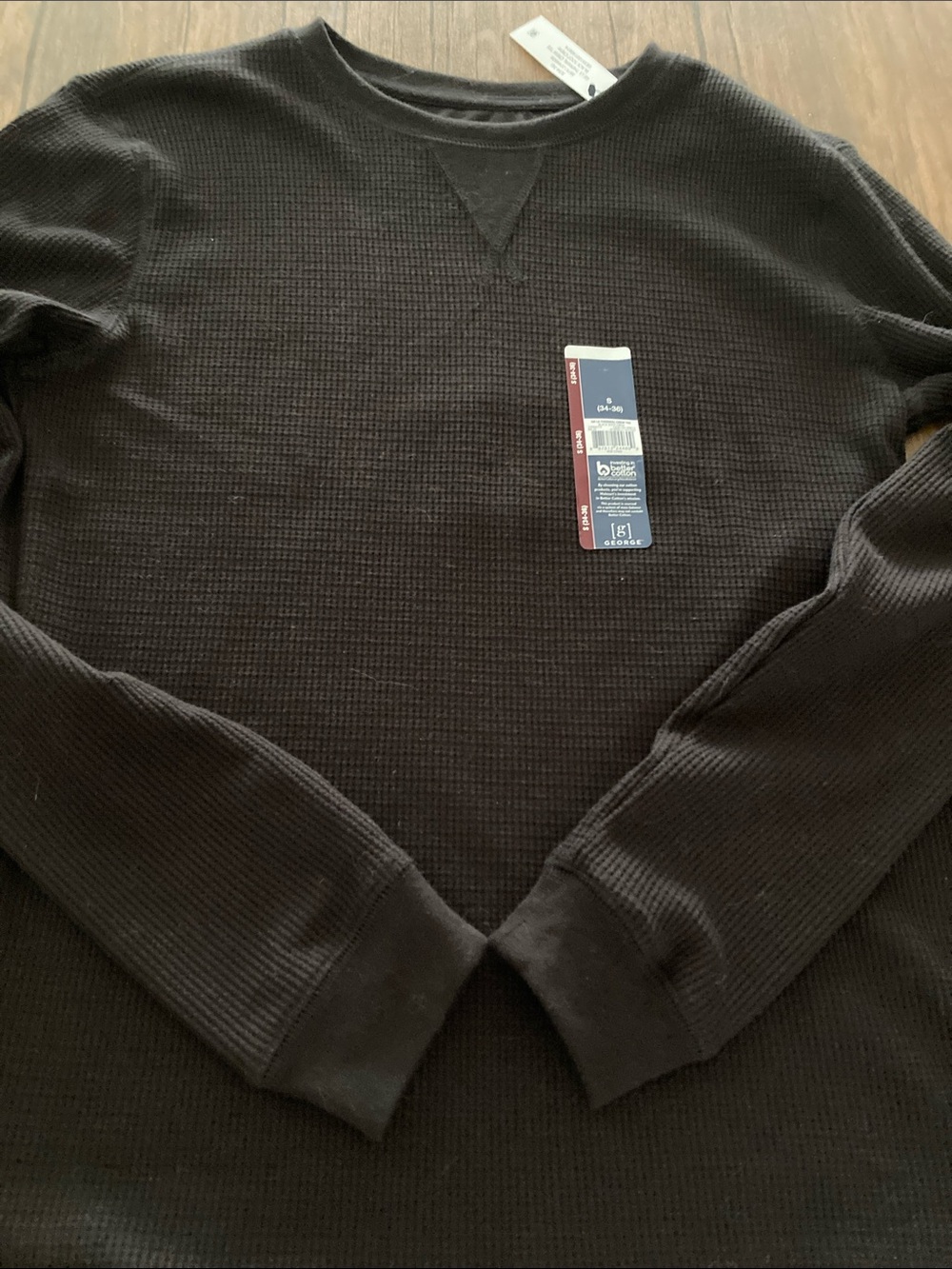 George Black Waffle Knit Crewneck Sweater